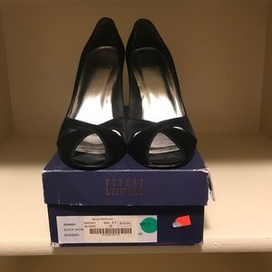 Stuart Weitzman Black Satin Sashay Pumps - SZ 8.5